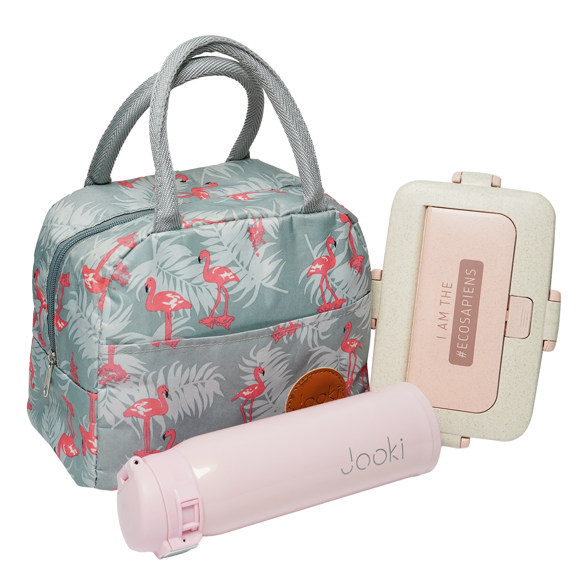 Ланч набор эко 5в1 термосумка Flamingo/термос Royal 500 мл/ланч-бокс 950 мл (673)