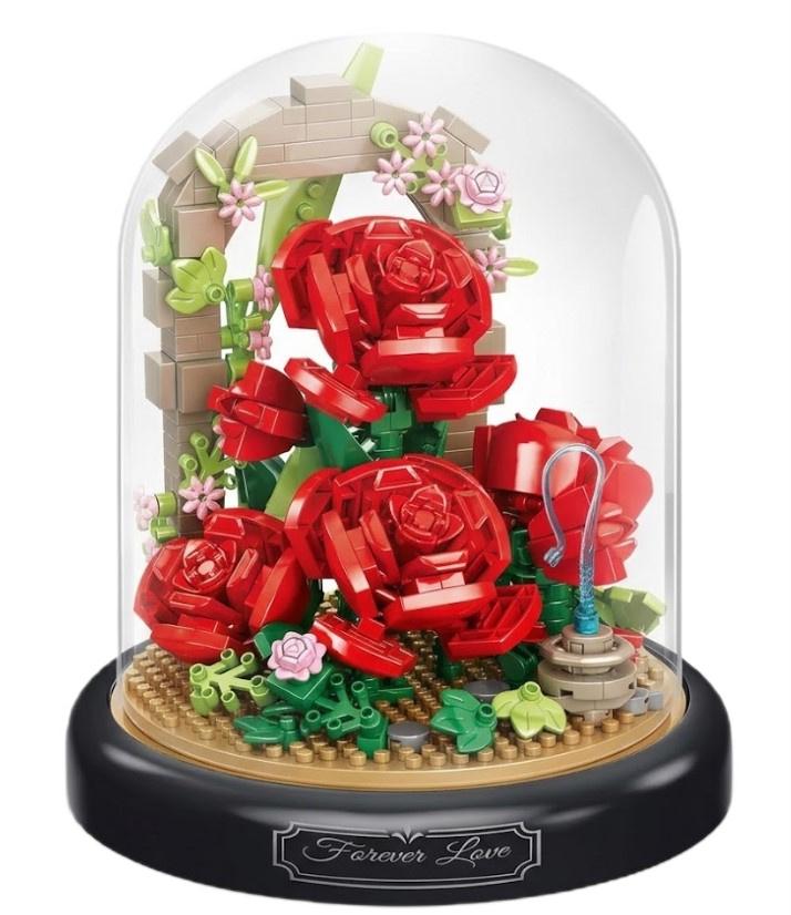Конструктор Red Roses серия Flower Flask Красные розы под куполом 574 детали (2104619285)