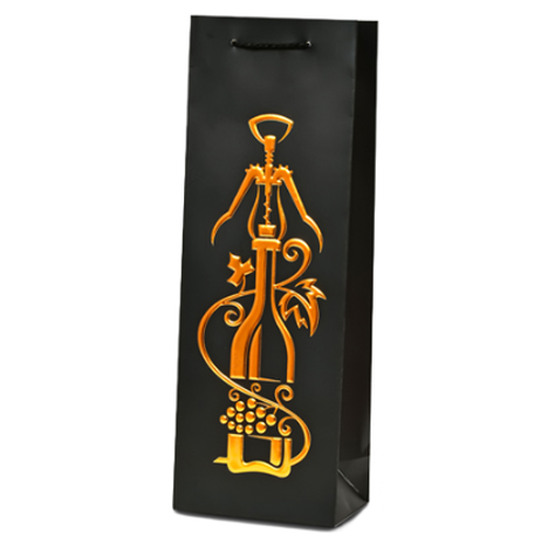 Пакет подарунковий паперовий під пляшку Stenson R95559 Wine symphony 36x13x8 cм Black (e388eb42)