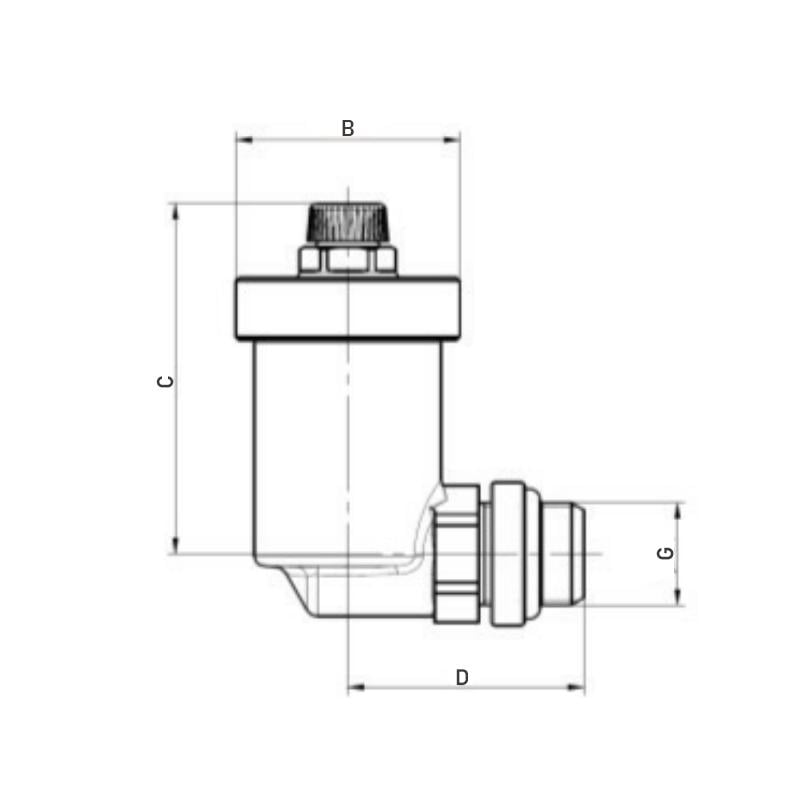 Воздухоотводчик автоматический Roho R1301-050N 1/2" Н угловой никель (OL-RO0141) - фото 2