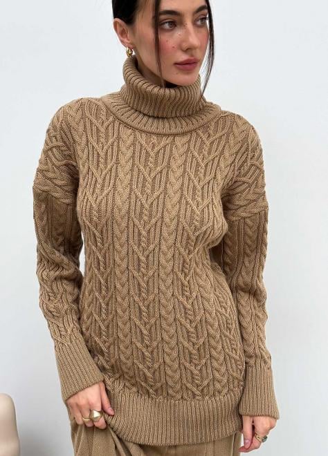 Светр з візерунком жіночий ART KNIT Олівія oversize Карамельний