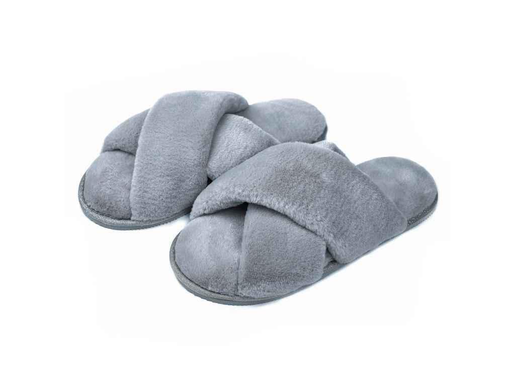 Тапочки домашние женские Twins HS-LUX перекрест меховые р. 36/37 Темно-серый (1098306)