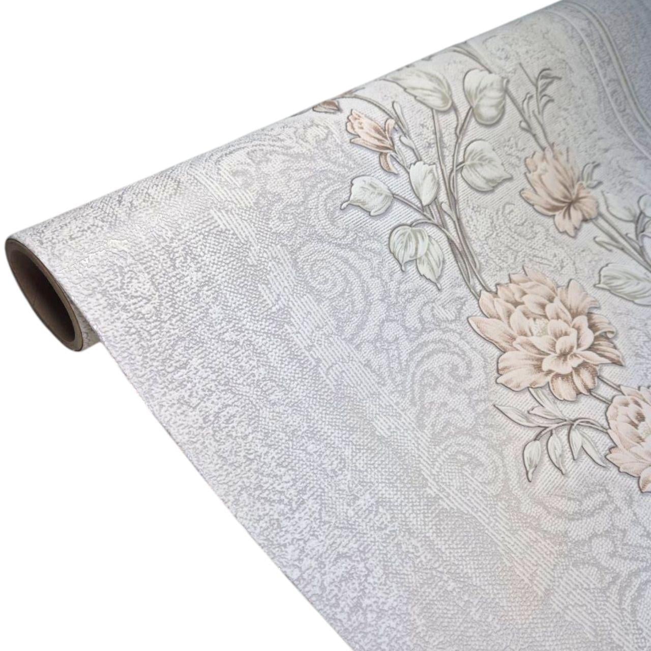 Обои виниловые флизелиновые Славянские обои 3686-01 с цветочным узором в спальню/коридор/зал/гостиную комнату 10,05x1,06 м Серый (2487041995)