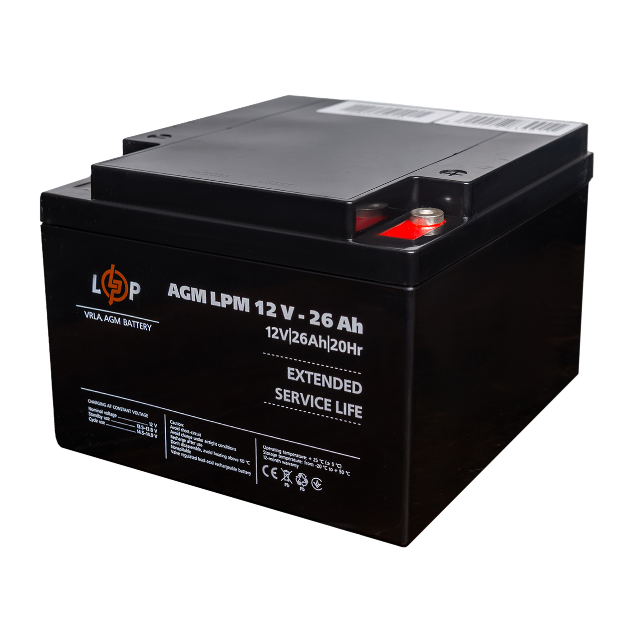 Аккумулятор AGM LPM 12V-26 Ah под болт М5 (28151771)