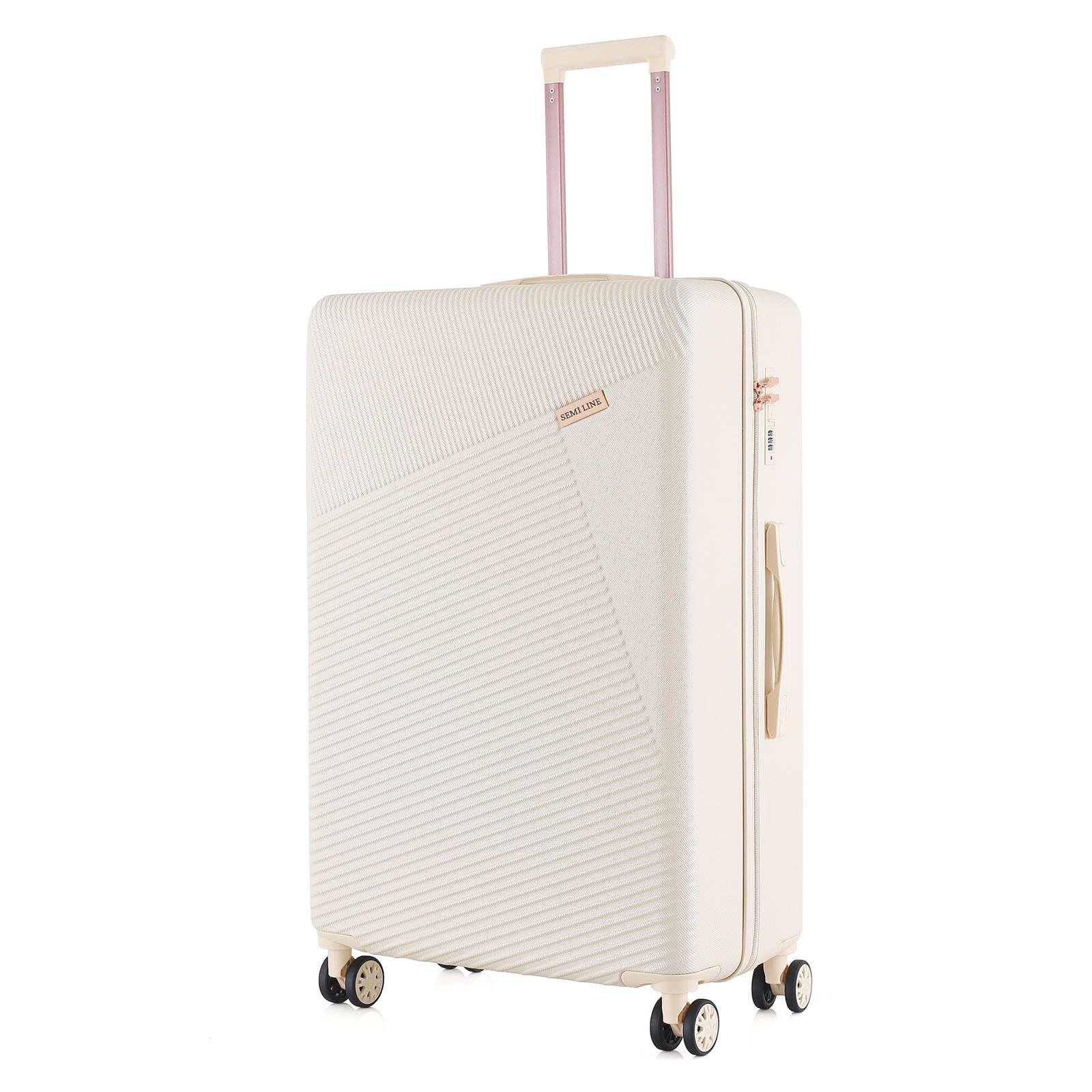 Валіза SEMI LINE 28" ABS пластик 4 колеса 360° кодовий замок 101 л телескопічна ручка L Ecru