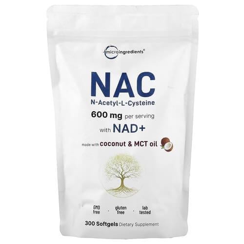 Добавка N-ацетил-L-цистеин Micro Ingredients NAC With NAD+ 300 жидких капс. (MII-02319)