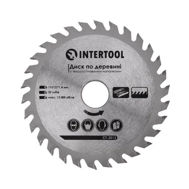 Диск для деревини з твердосплавними напайками Intertool CT-3012 115х22,2х1,4 мм 30 зубів (13349641) Диск для деревини з твердосплавними напайками Intertool CT-3012 115х22,2х1,4 мм 30 зубів (13349641)