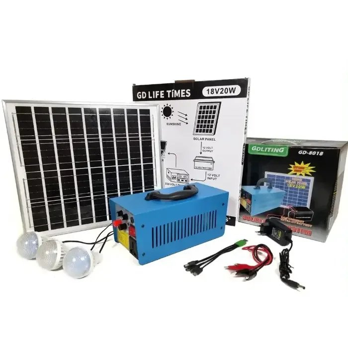 Солнечная система электроснабжения GDLite GD8018 100W с солнечной панелью и 3 лампами (GDL100)