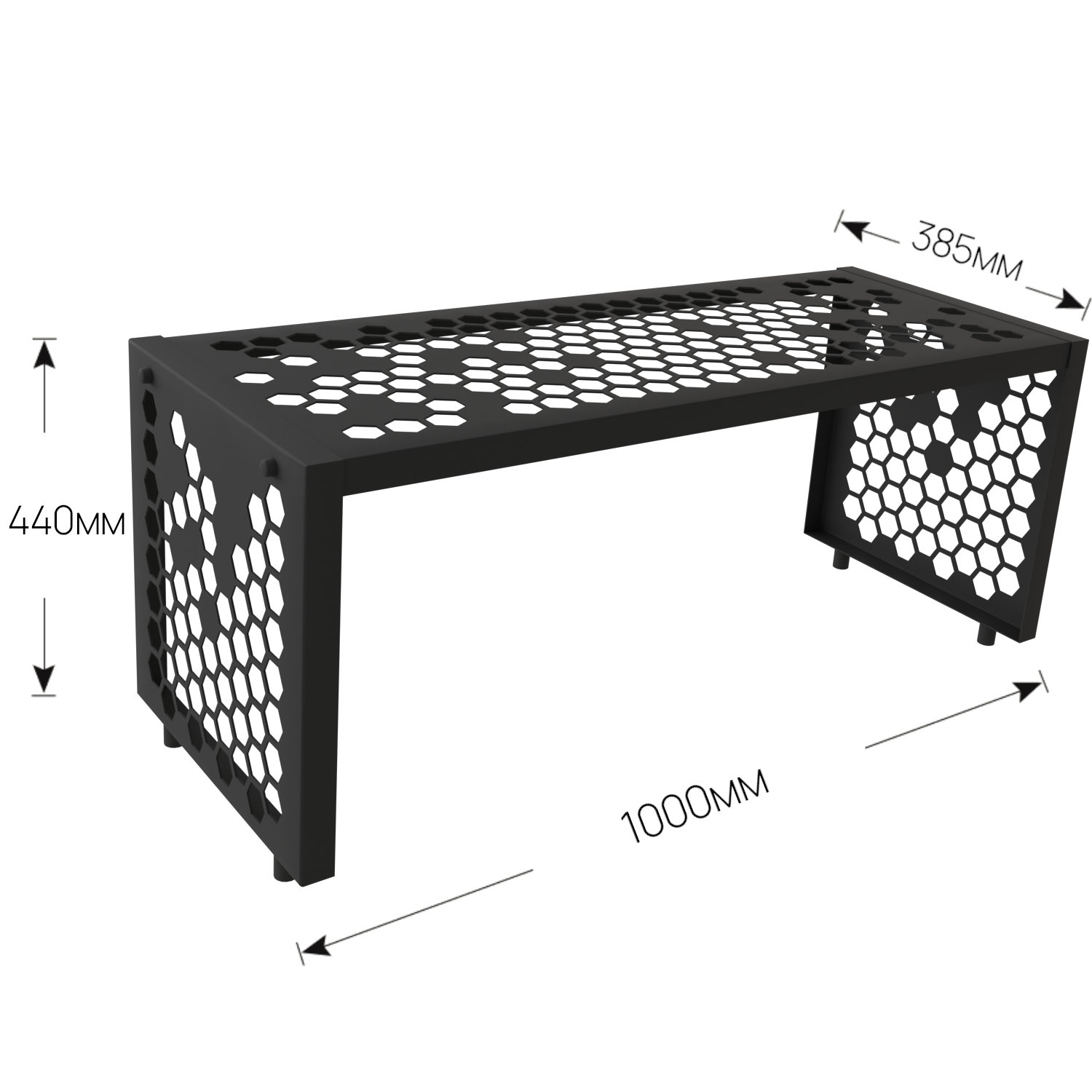 Лавка стальна Неборай Hexana 1000х385х440 мм Антрацит (HeX) - фото 2