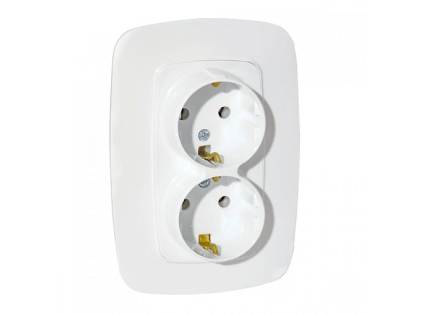 Розетка встроенная HOROZ ELECTRIC ELA двойная с заземлением 16А 250V Белый (112-007-0008-010)