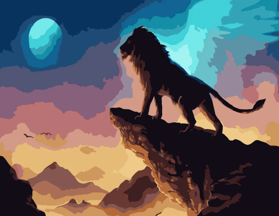 Картина по номерам Strateg Лев на скале 40x50 см (GS380)