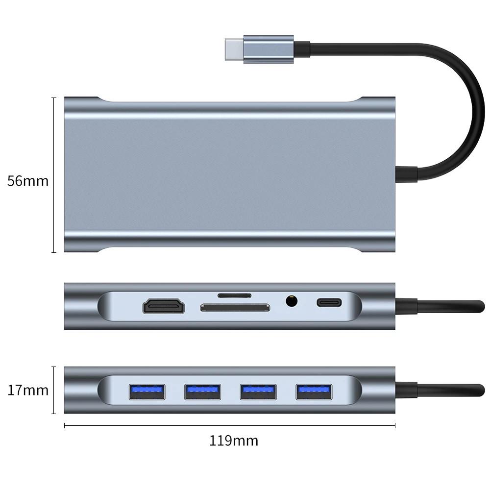 Разветвитель для ноутбука Type-C хаб Addap MH-13 многофункциональный 11в1 4xUSB 3.0/Type-C/HDMI/VGA/Ethernet/SD/MicroSD/3,5 мм - фото 5