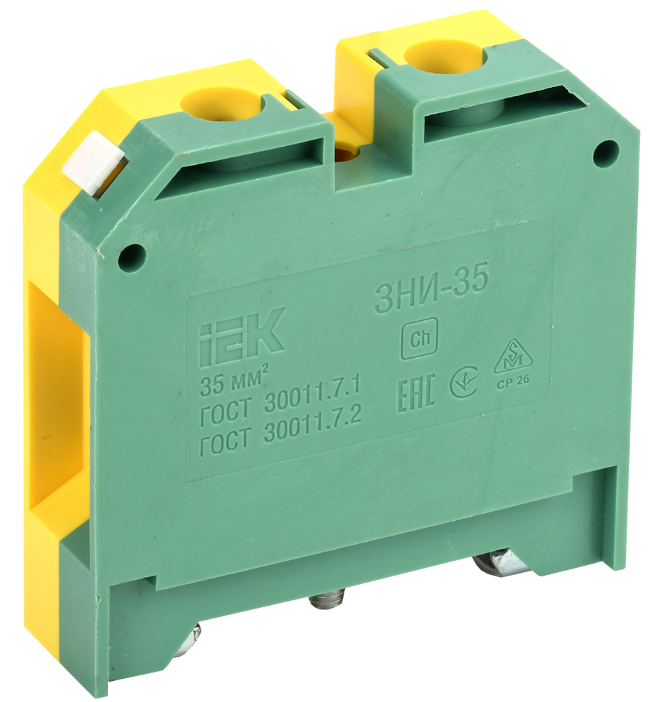 Клема гвинтова набірна УЕК ЗНІ-35PEN 125А 35 мм2 х 56,5х16х58,5 мм заземлення Жовто-зелений (YZN20-035-K52)