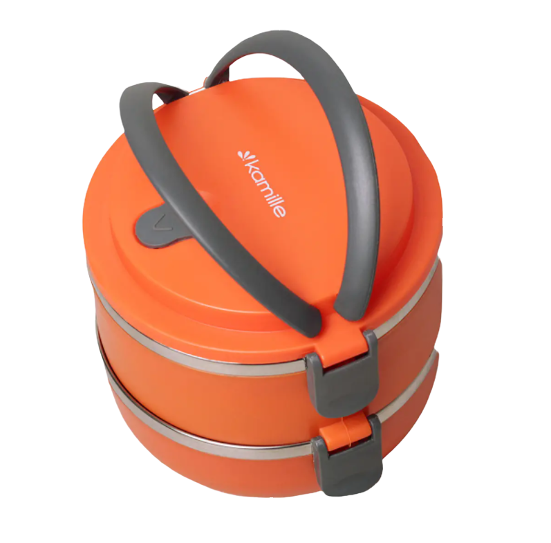 Ланч-бокс обеденный двойной Kamille KM-2106 1400 мл Оранжевый (NA001890)