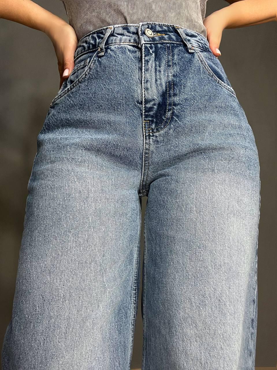 Джинси жіночі Mikaletta 13475 WIDE LEG jeans палаццо широкі від стегна висока посадка р. 29 Світло-синій (3872) - фото 4