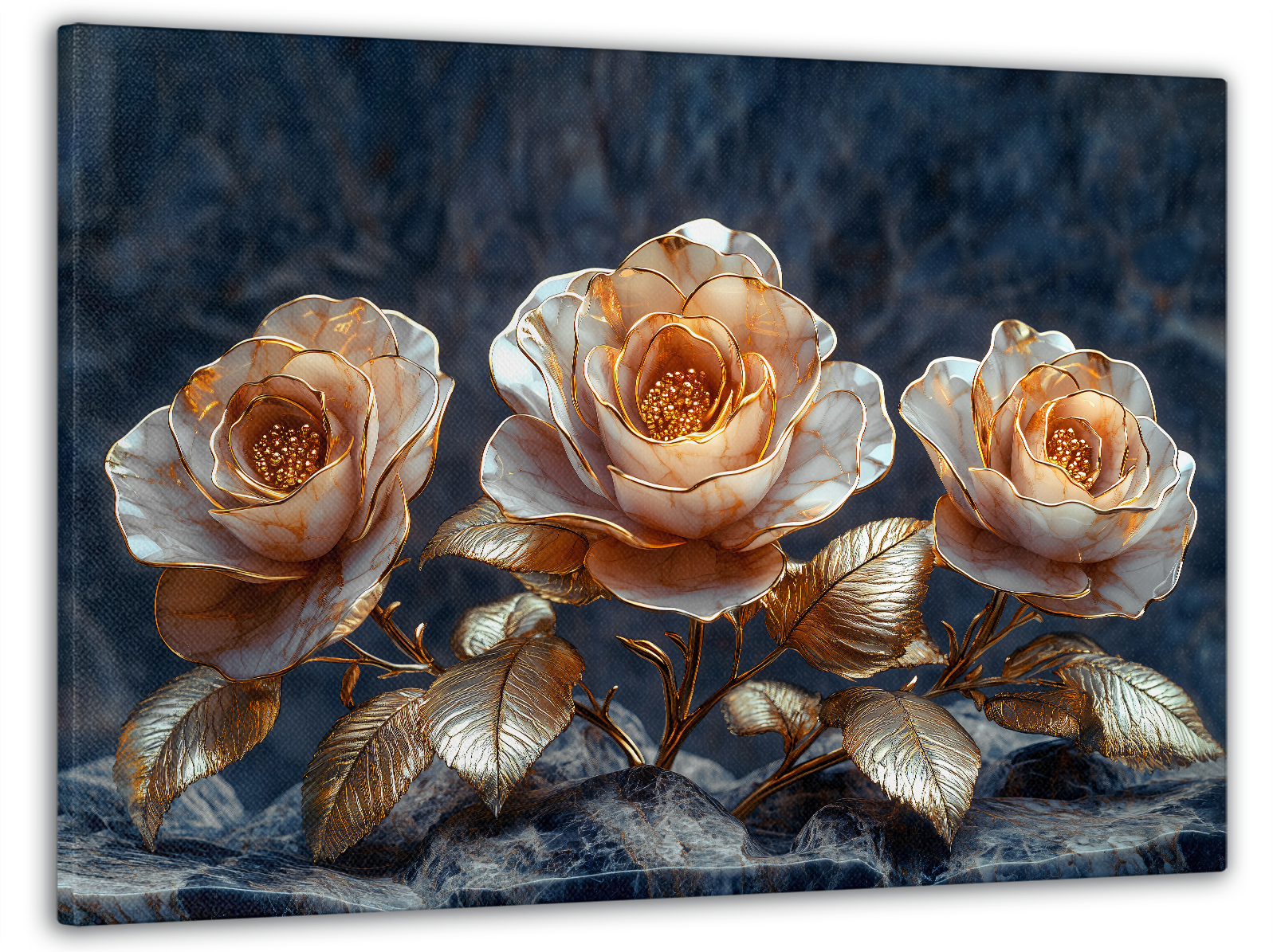 Картина на холсте Mako роскошные розы в золоте 60x100 см (MK10518)
