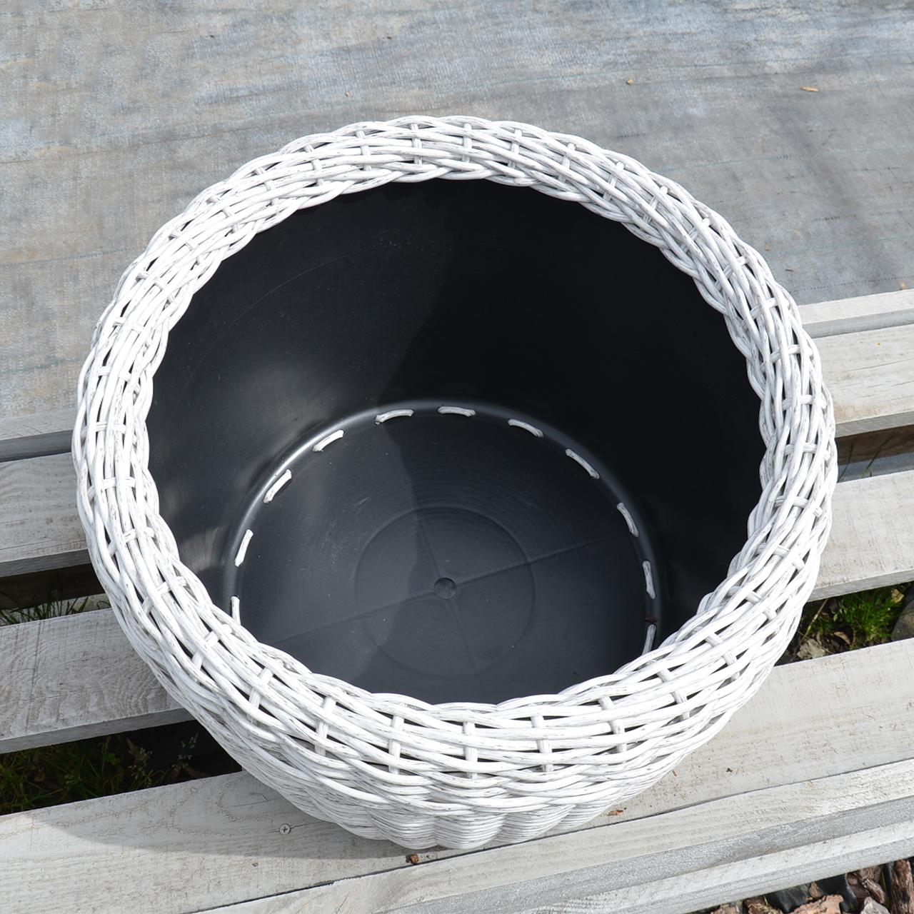 Кашпо велике для рослин та квітів з штучного ротангу/ручної роботи 45 л Біла береза (12343381) - фото 3 Кашпо велике для рослин та квітів з штучного ротангу/ручної роботи 45 л Біла береза (12343381) - фото 3