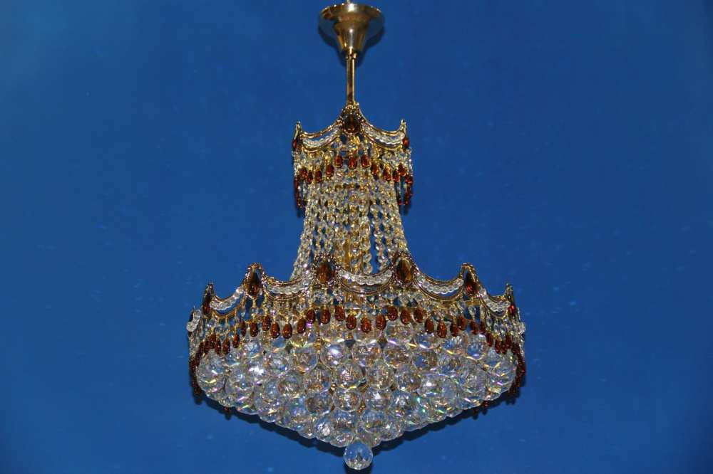 Хрустальная люстра L98095/500х250/9 Золото/Белый/Коричневый (AN000749)