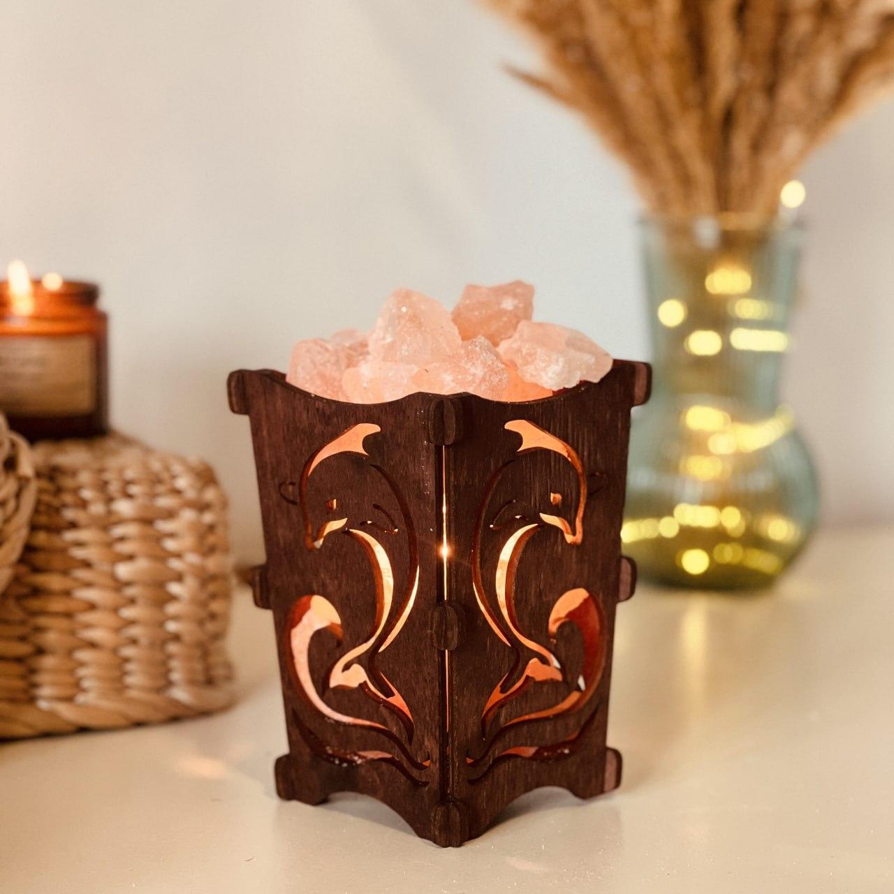 Соляная лампа Дельфин из гималайской соли 1 кг (Д-bahmut-001/6)