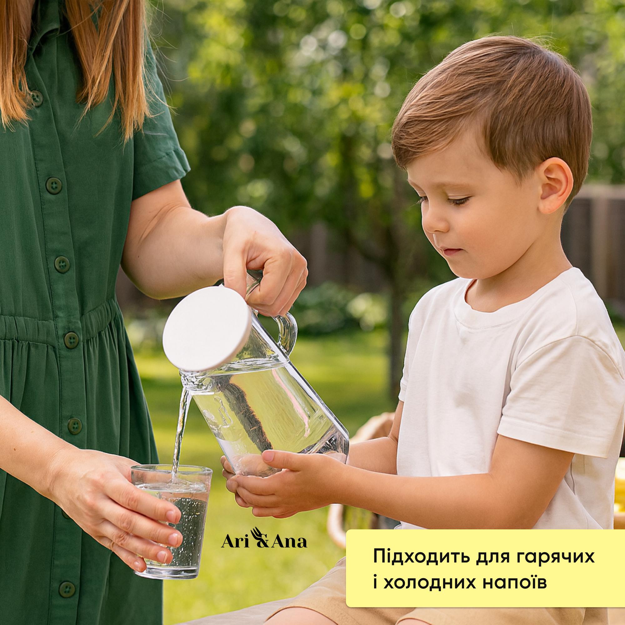 Кувшин стеклянный с пластиковой крышкой с ручкой 1,35 л Прозрачный (30370834) - фото 7