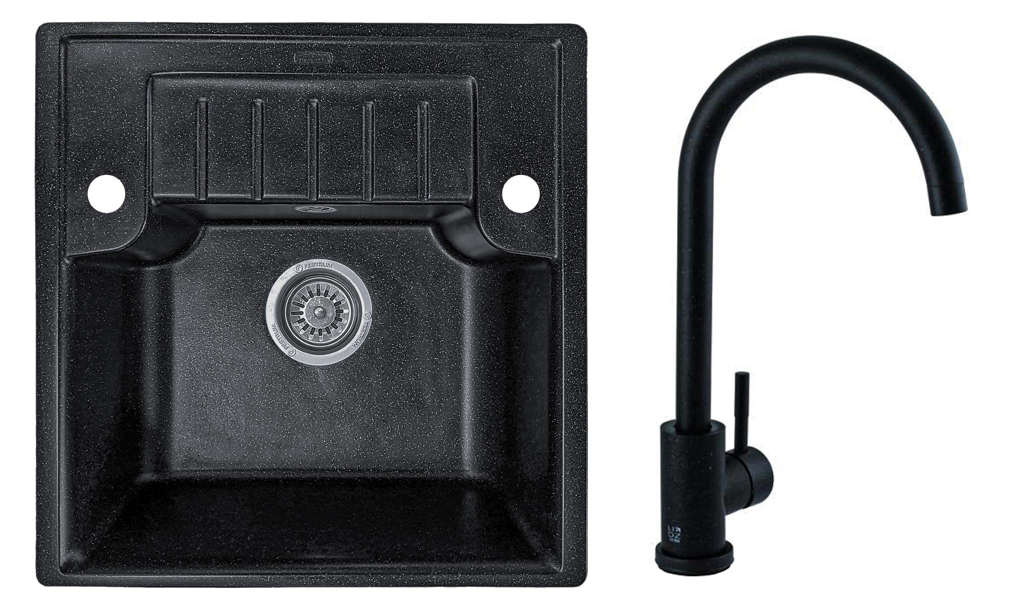 Мийка кухонна Valetti 71D зі змішувачем 510x490 мм Чорний