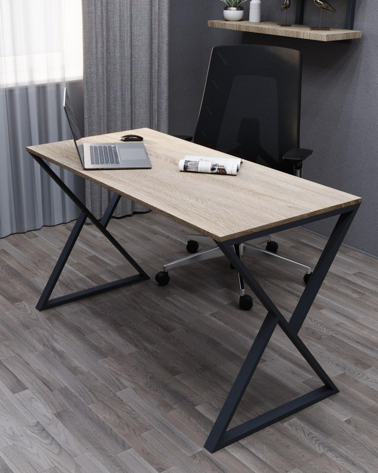 Стол письменный Loft Серия 10 металлический профиль 50х25 мм 1400х700х16 мм Дуб сонома (21973042)