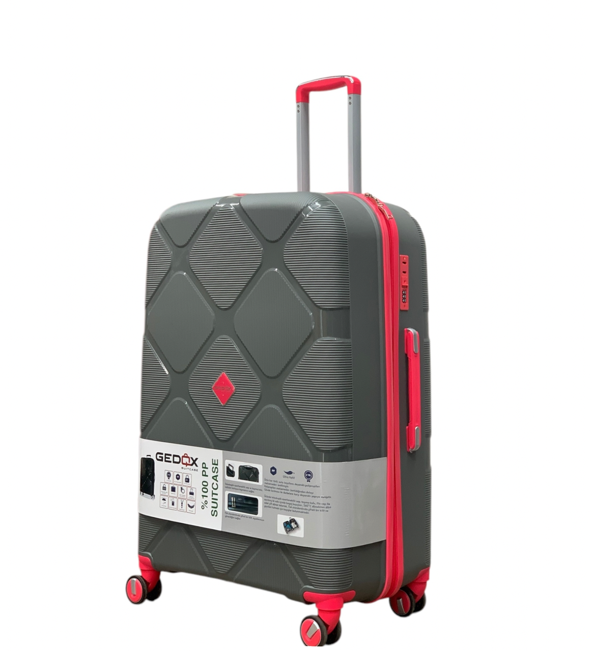 Чемодан Gedox PP003-М полипропилен на 4-х двойных колесах средний М 70 л Чемодан Gedox PP003-М полипропилен на 4-х двойных колесах средний М 70 л
