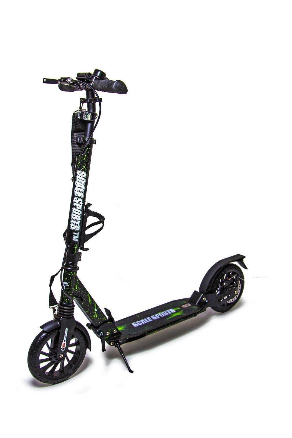 Самокат двухколесный Scale Sports колеса PU 200 мм 2 амортизатора/алюминиевая рама/дисковое тормозное устройство Black/Green (853715831)