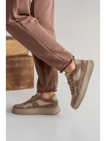 Кеды женские кожаные с бежевыми замшевыми вставками р. 36 23,5 см Коричневый - фото 2 Кеды женские кожаные с бежевыми замшевыми вставками р. 36 23,5 см Коричневый - фото 2