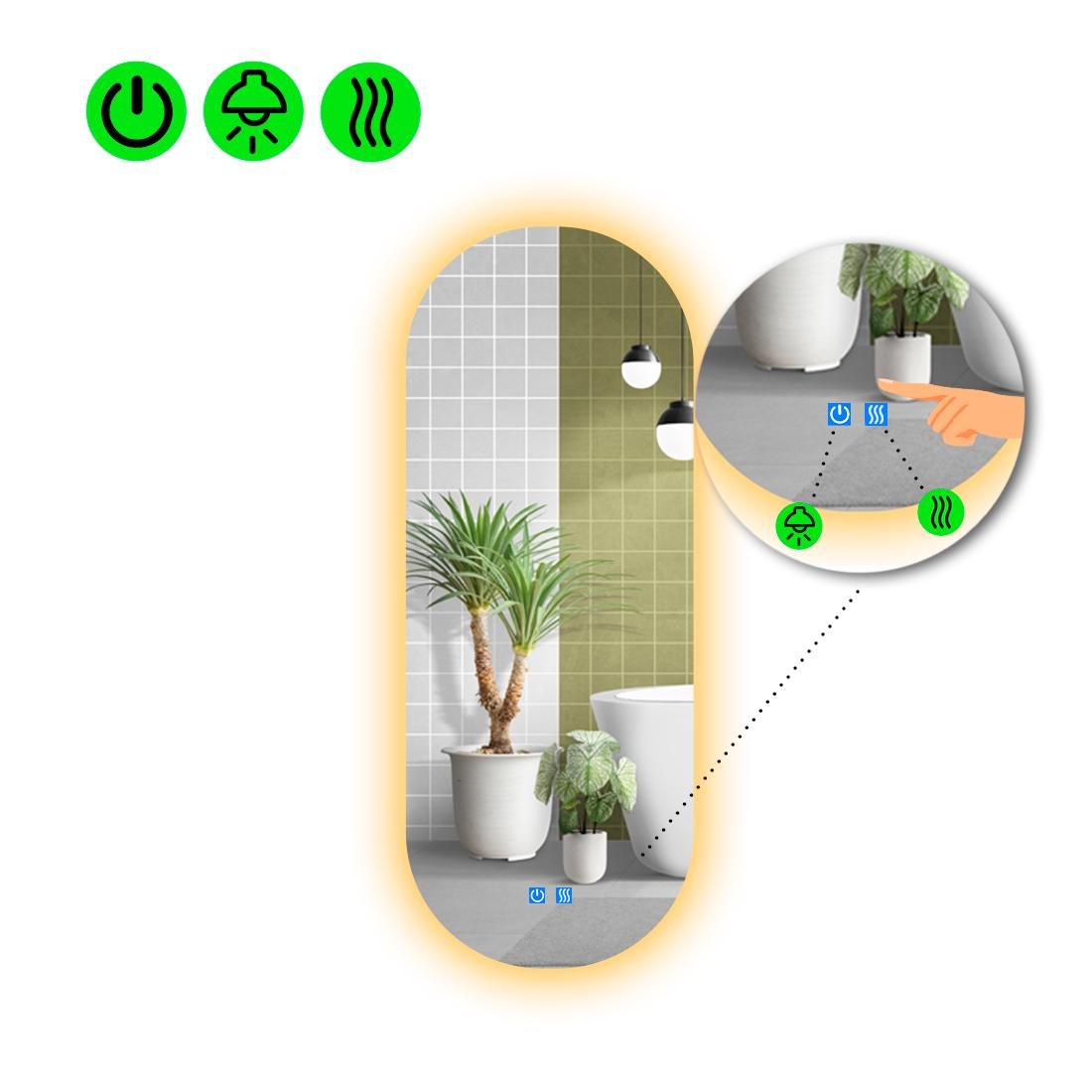 Дзеркало з LED підсвіткою Portale 2 із двома сенсорами 200x80 см