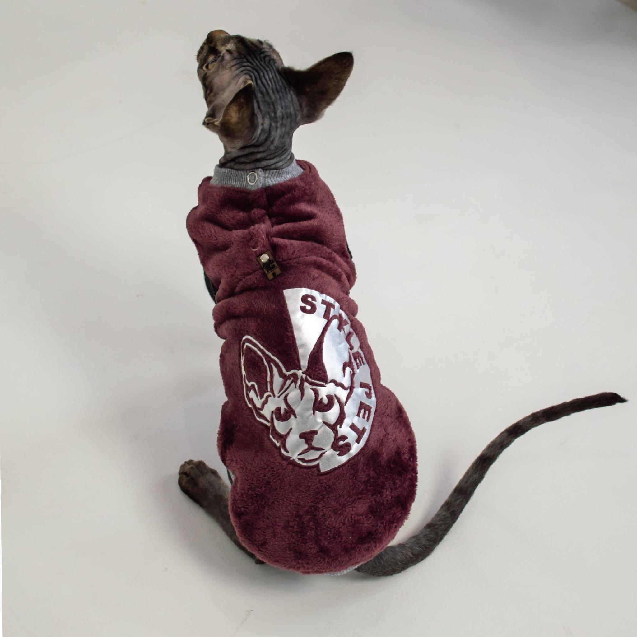 Кофта для котів без рукавів тепла Style Pets FaceSPM з махрової тканини XL Марсала (462XL) - фото 5