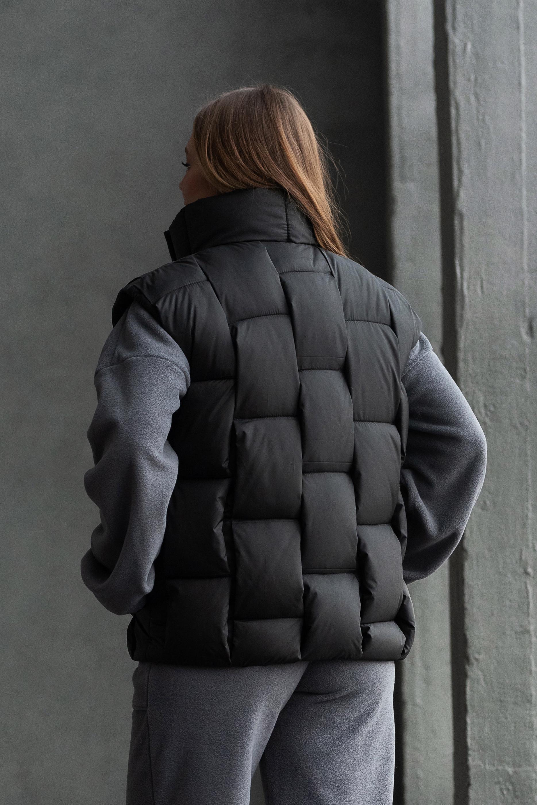 Жилет теплый женский Шахматка р. 54 Черный - фото 3 Жилет теплый женский Шахматка р. 54 Черный - фото 3