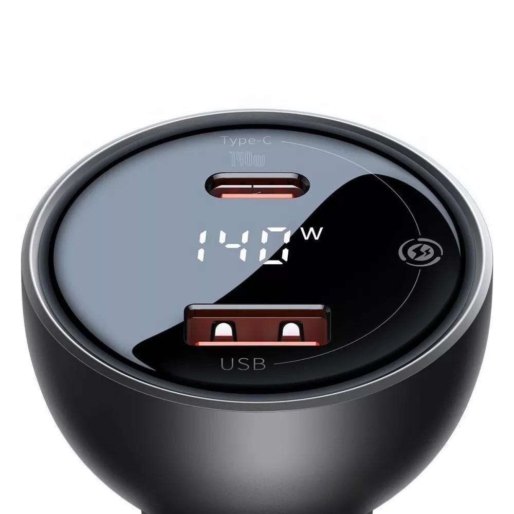 Зарядний пристрій автомобільний BASEUS Digital Display 140W USB Type-C Type-C to Type-C 240W 1 м Black (15303909) - фото 5 Зарядний пристрій автомобільний BASEUS Digital Display 140W USB Type-C Type-C to Type-C 240W 1 м Black (15303909) - фото 5