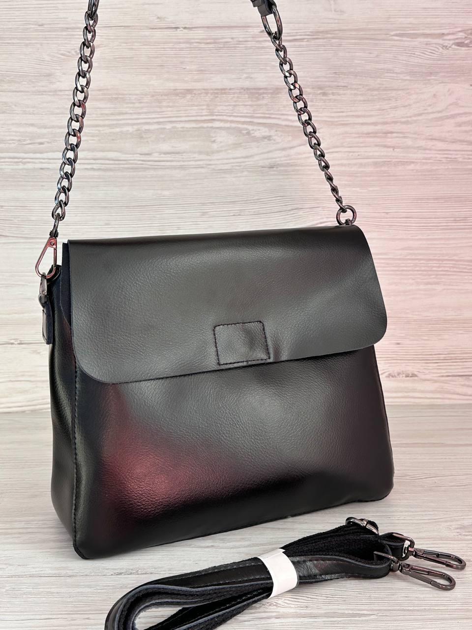 Сумка женская натуральная кожа Черный (74068)