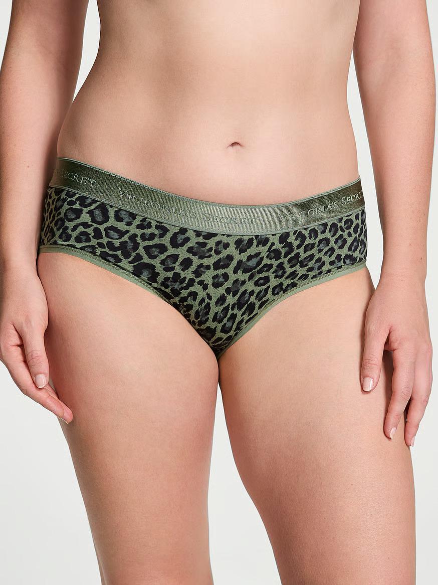 Трусики Victoria’s Secret Logo Hiphugger Panty Green Leopard S Леопард (26878327)