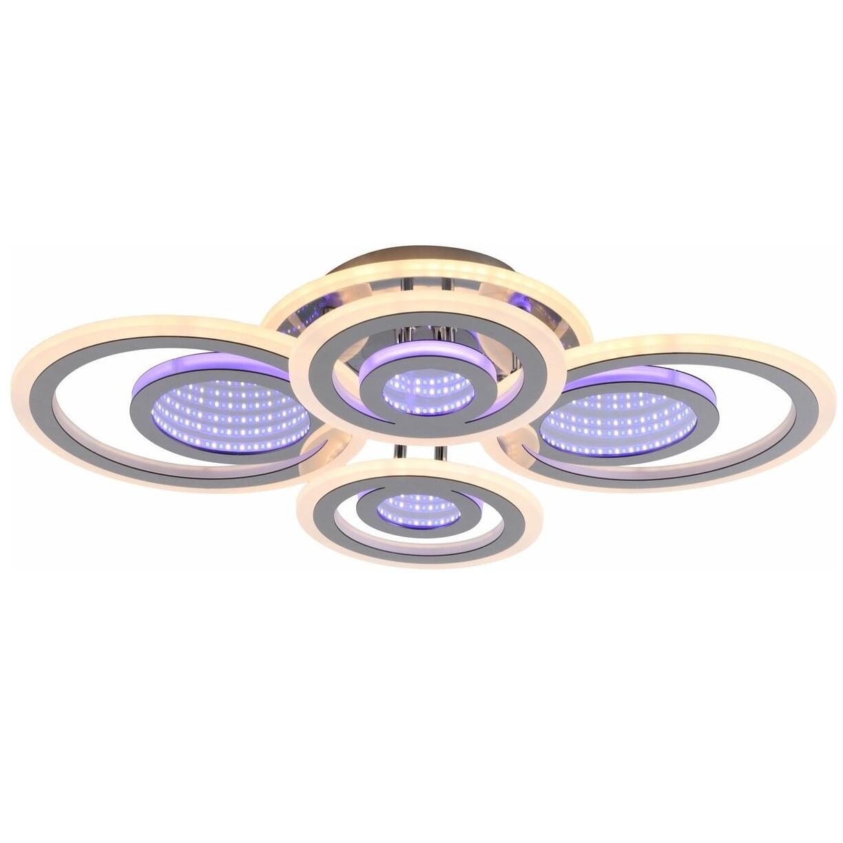 Люстра светодиодная Sirius на четыре плафона 148W 3000-6500К Хром (LI8889/2+2 CR BL+YL 104W+44W)