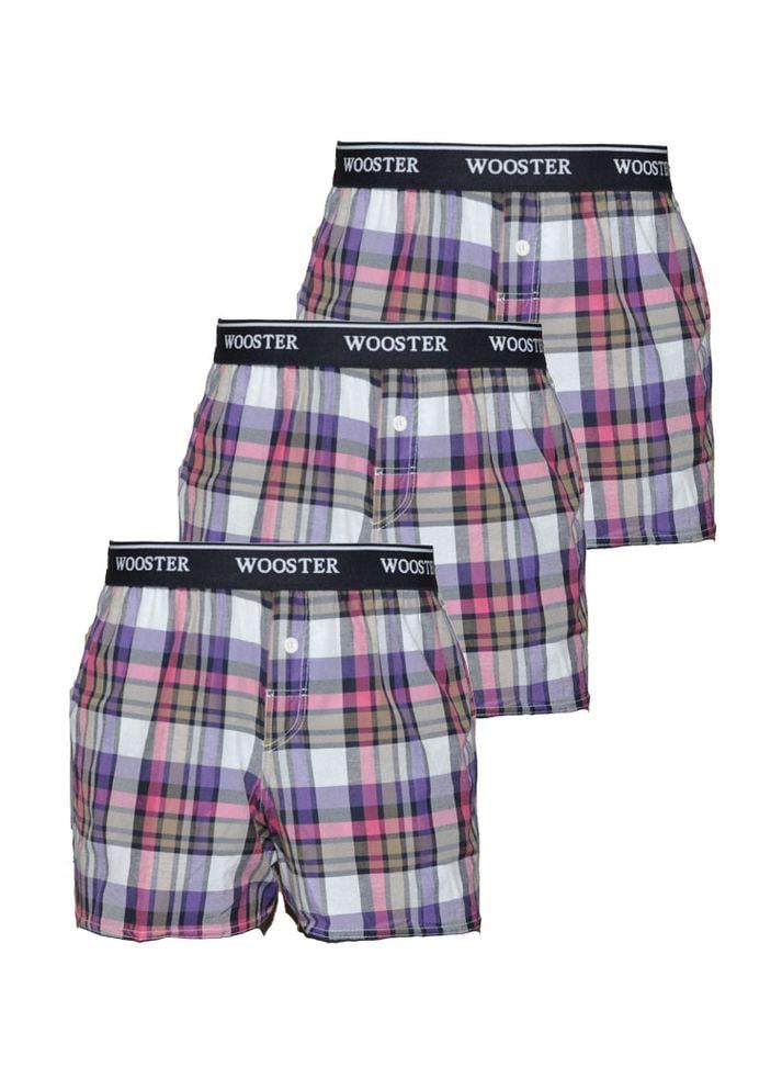 Трусы мужские Wooster W-317х89 черная резинка клетка L 3 шт.