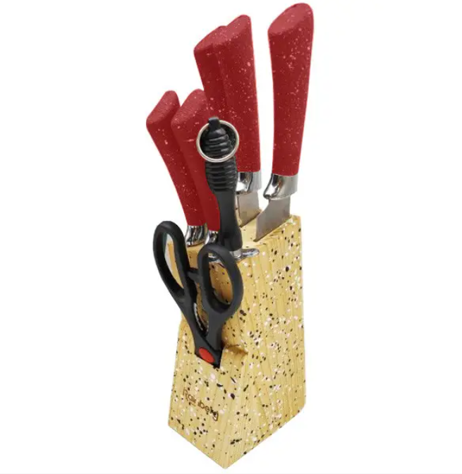 Набір ножів Rainberg RB-8806 з підставкою Червоний (1676887023)