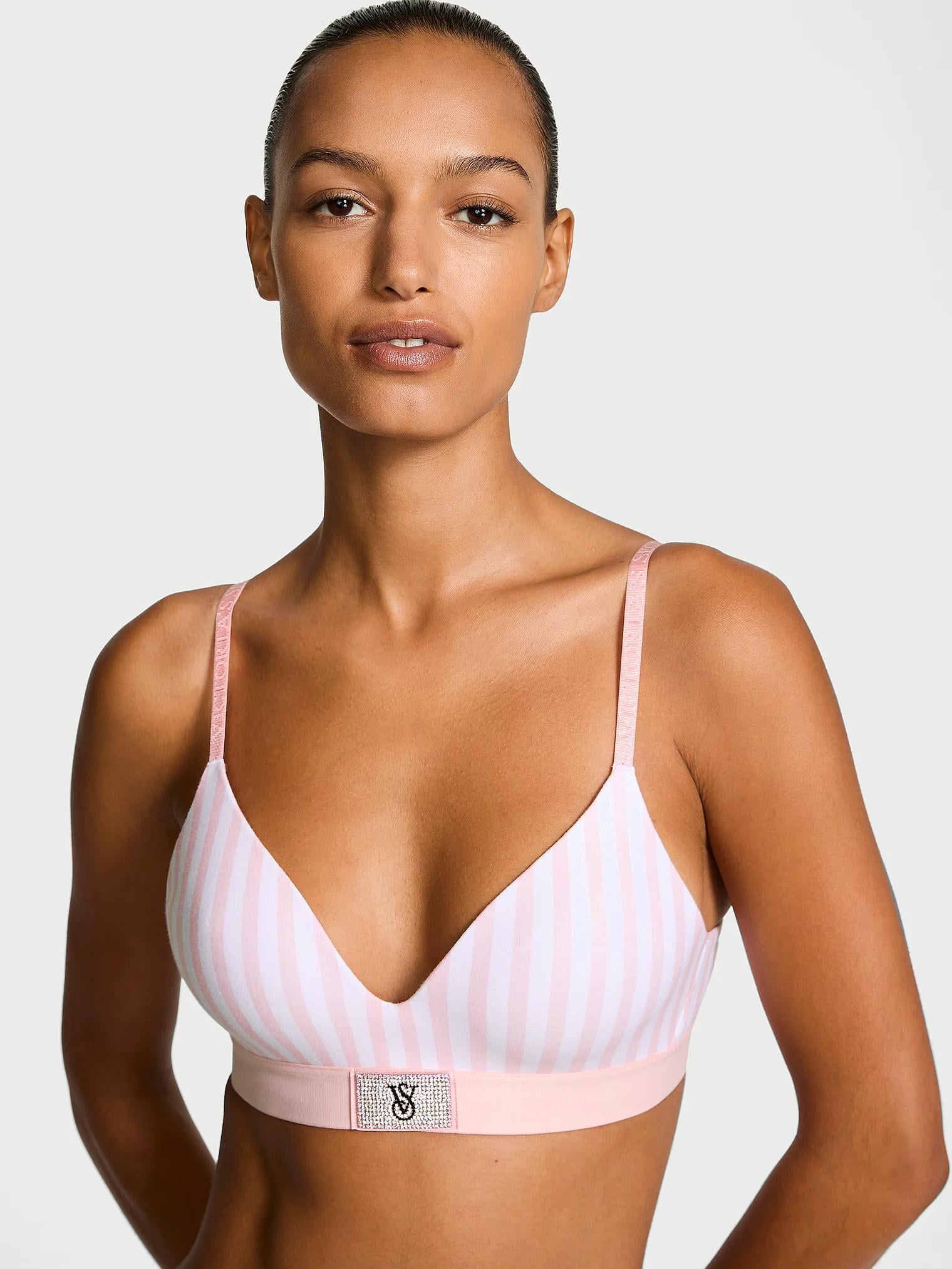 Бюстгальтер Victoria's Secret Shine Patch Lightly Lined Wireless Bra 75В Розовая полоска (26970979)