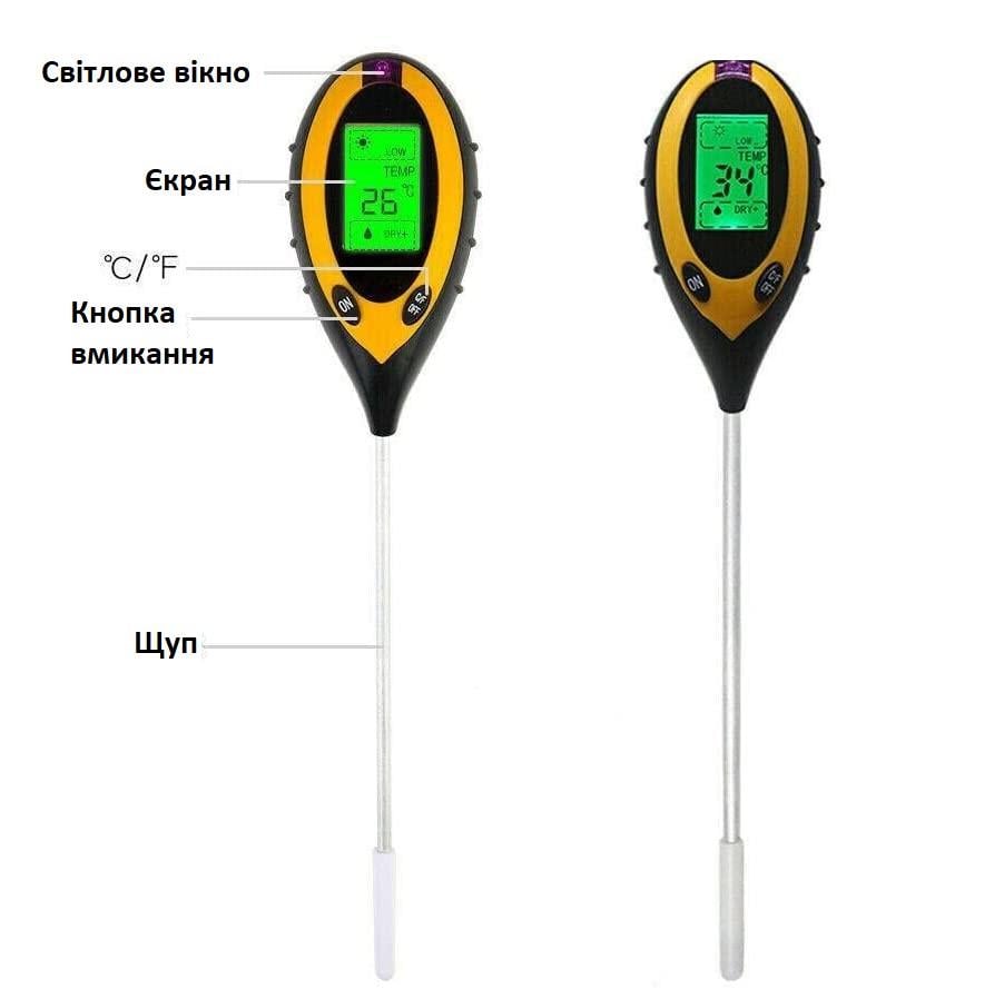 Измеритель 3в1 кислотности pH/влажности почвы/анализатор (H434) - фото 2