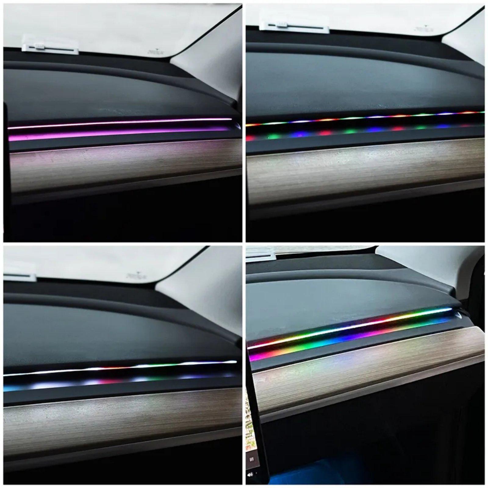Підсвітка автомобільна в салон Ambient Rgb багатобарвна стрічка в торпеду з пультом 110 см/25 см (4589) - фото 4