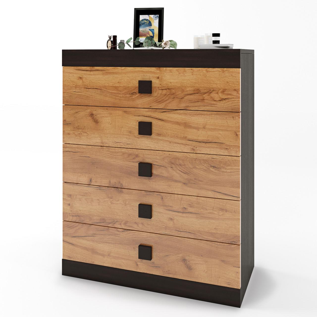 Комод Эверест Соната-2 на 5 ящиков 80х38х101 см Венге темный/Дуб крафт золотой (DTM-2020) Комод Эверест Соната-2 на 5 ящиков 80х38х101 см Венге темный/Дуб крафт золотой (DTM-2020)
