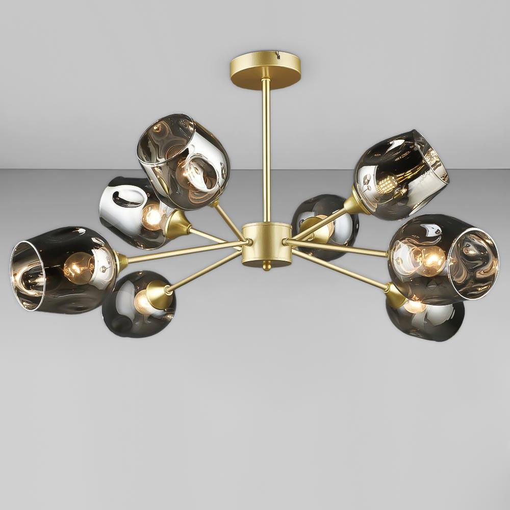 Люстра потолочная молекула Light House SRS-20425/8 черные плафоны Золотой