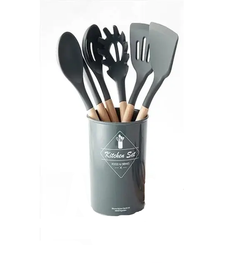Набор кухонных принадлежностей Kitchen Set RB-2239 антибактериальные силиконовые 12 предметов Серый