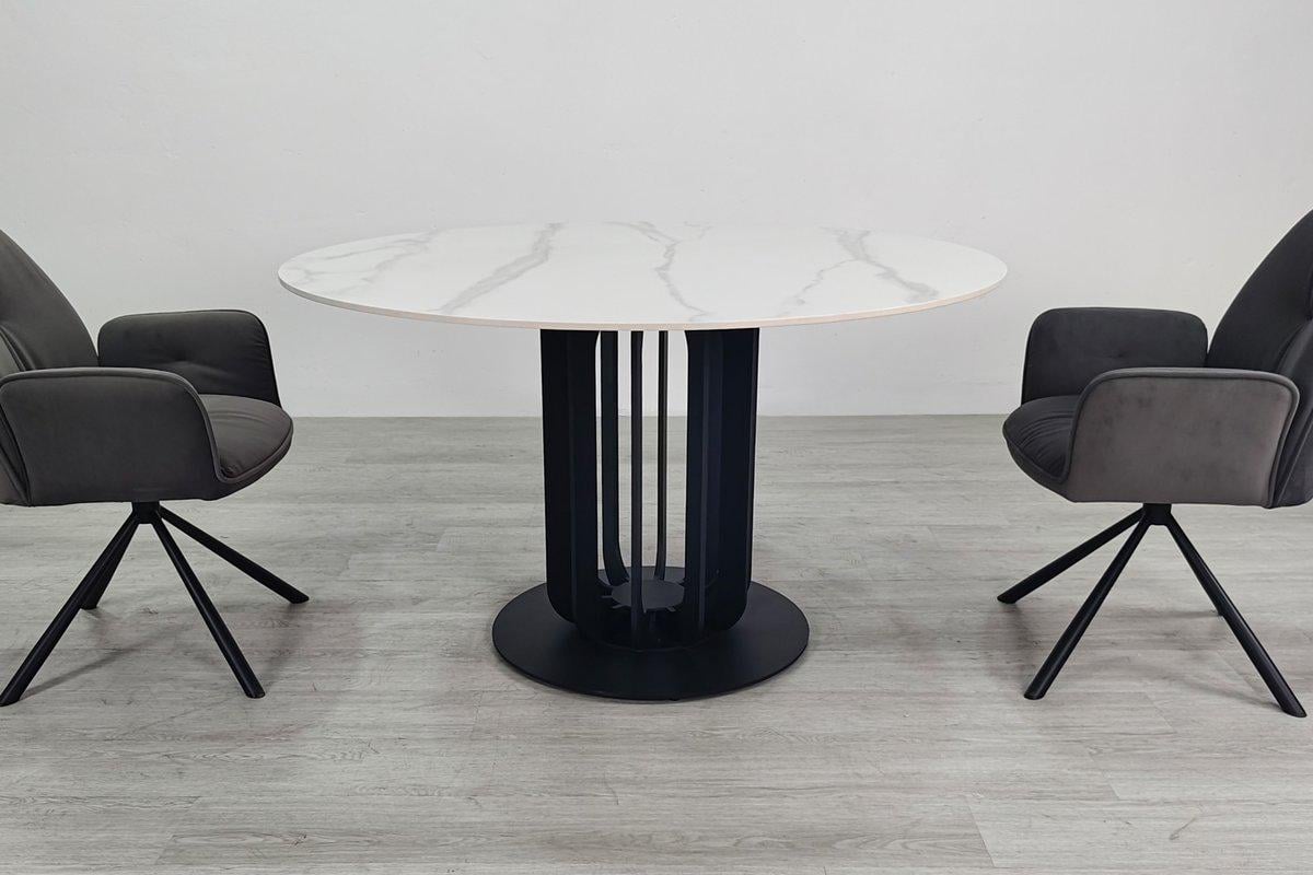 Обеденный стол Intarsio OLYMPIA CERAMIC 130 см Белый матовый/Черный (OLYMPIA130) - фото 2