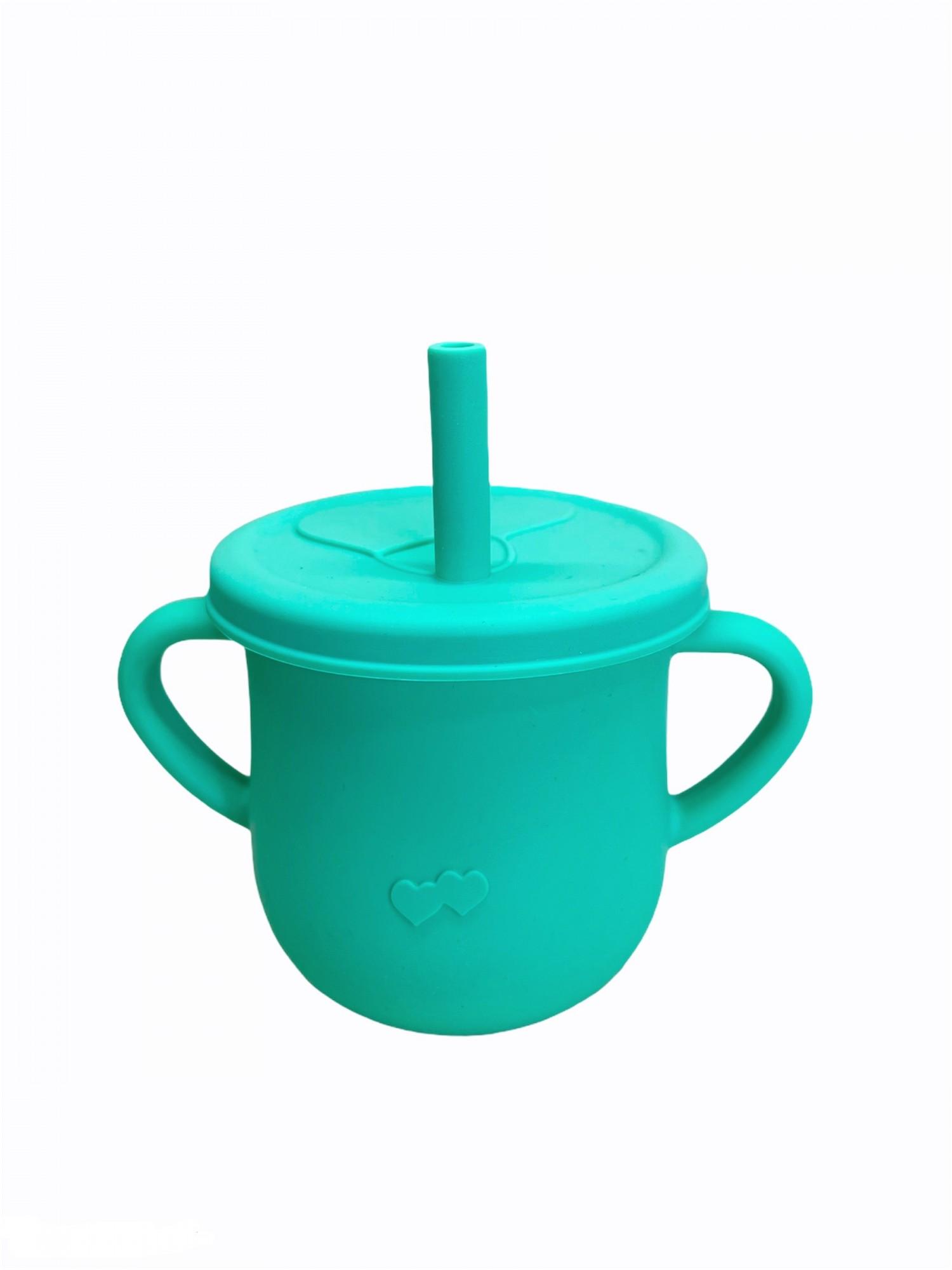 Набор детской силиконовой посуды с присоской тарелка/ложка/нагрудник/поильник Мятный (24043430) - фото 4 Набор детской силиконовой посуды с присоской тарелка/ложка/нагрудник/поильник Мятный (24043430) - фото 4