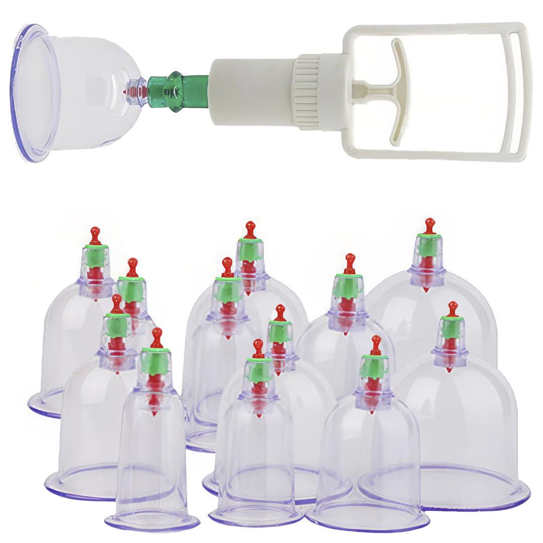 Банки массажные вакуумные KANGCI с насосом антицеллюлитные на 12 шт. Банки массажные вакуумные KANGCI с насосом антицеллюлитные на 12 шт.