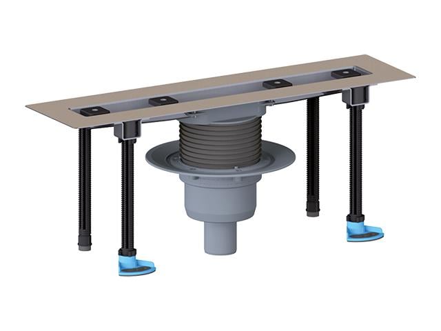 Вертикальный душевой лоток для линейного отвода воды с двумя сифонами DN50/75 мм с комплектом для монтажа без решетки 2000 мм (HL50FV.0/200)