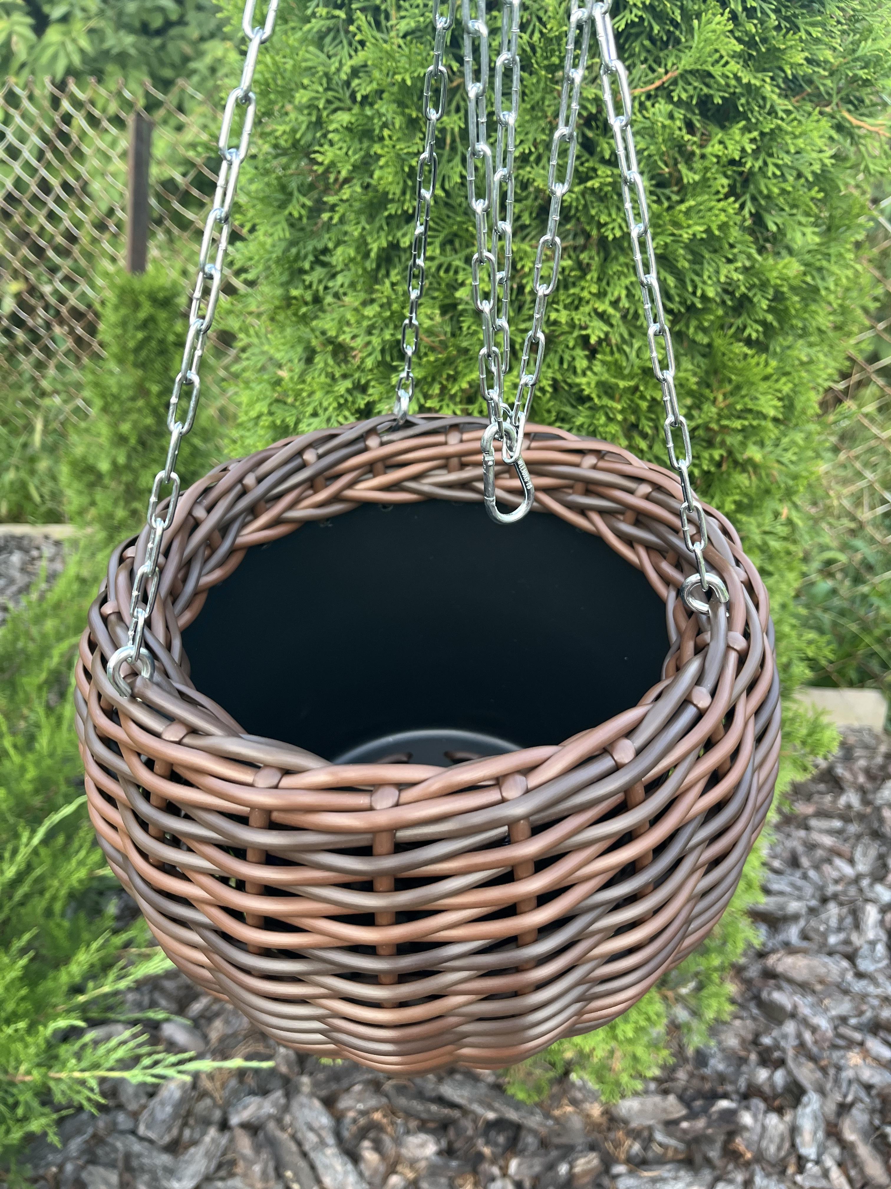 Кашпо подвесное для цветов из искусственного ротанга 5 л Меланж (28105871) - фото 2 Кашпо подвесное для цветов из искусственного ротанга 5 л Меланж (28105871) - фото 2