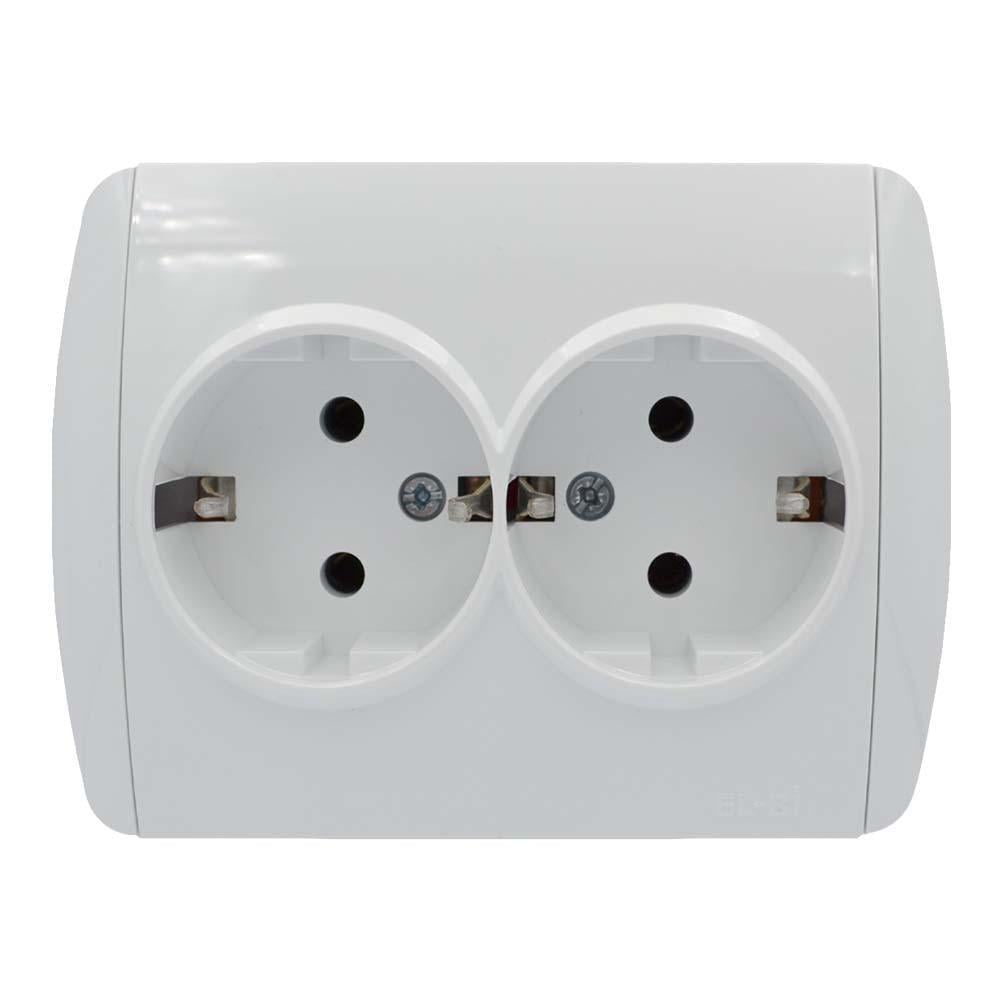 Розетка двомісна EL-BI Zirve Fixline з заземленням Білий (00000000281)